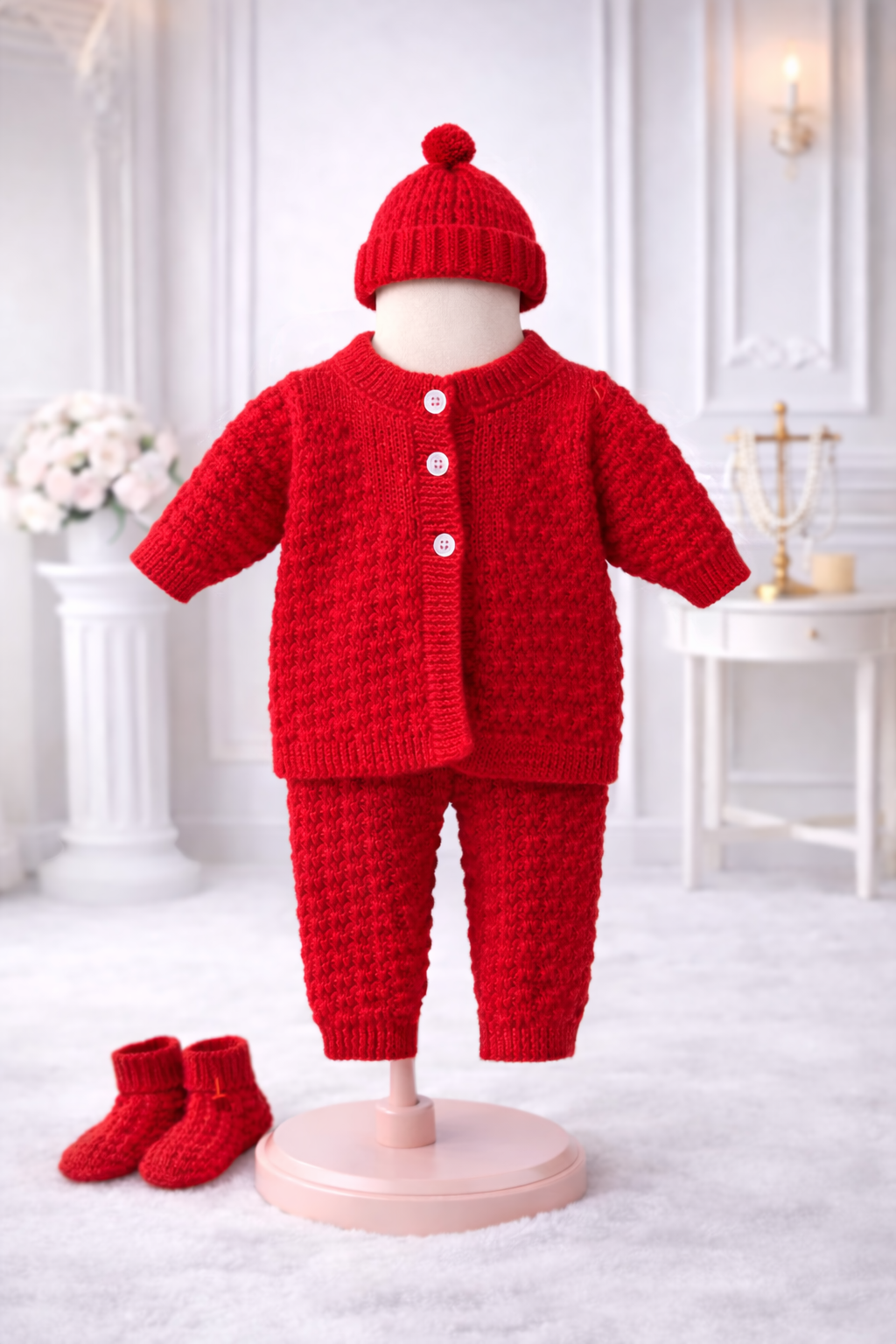 Red knitted set