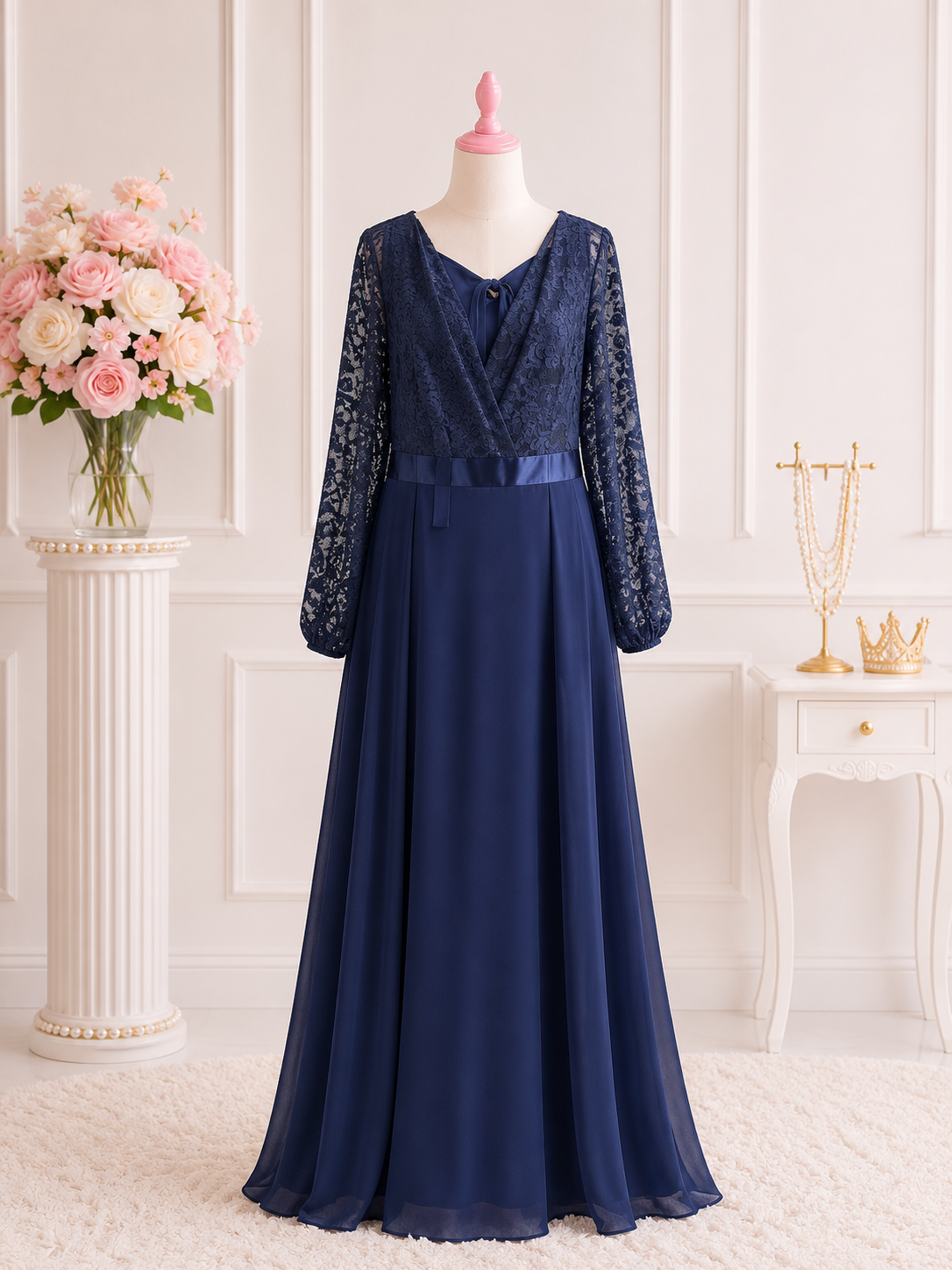 Navy blue formal dress(long sleeves)