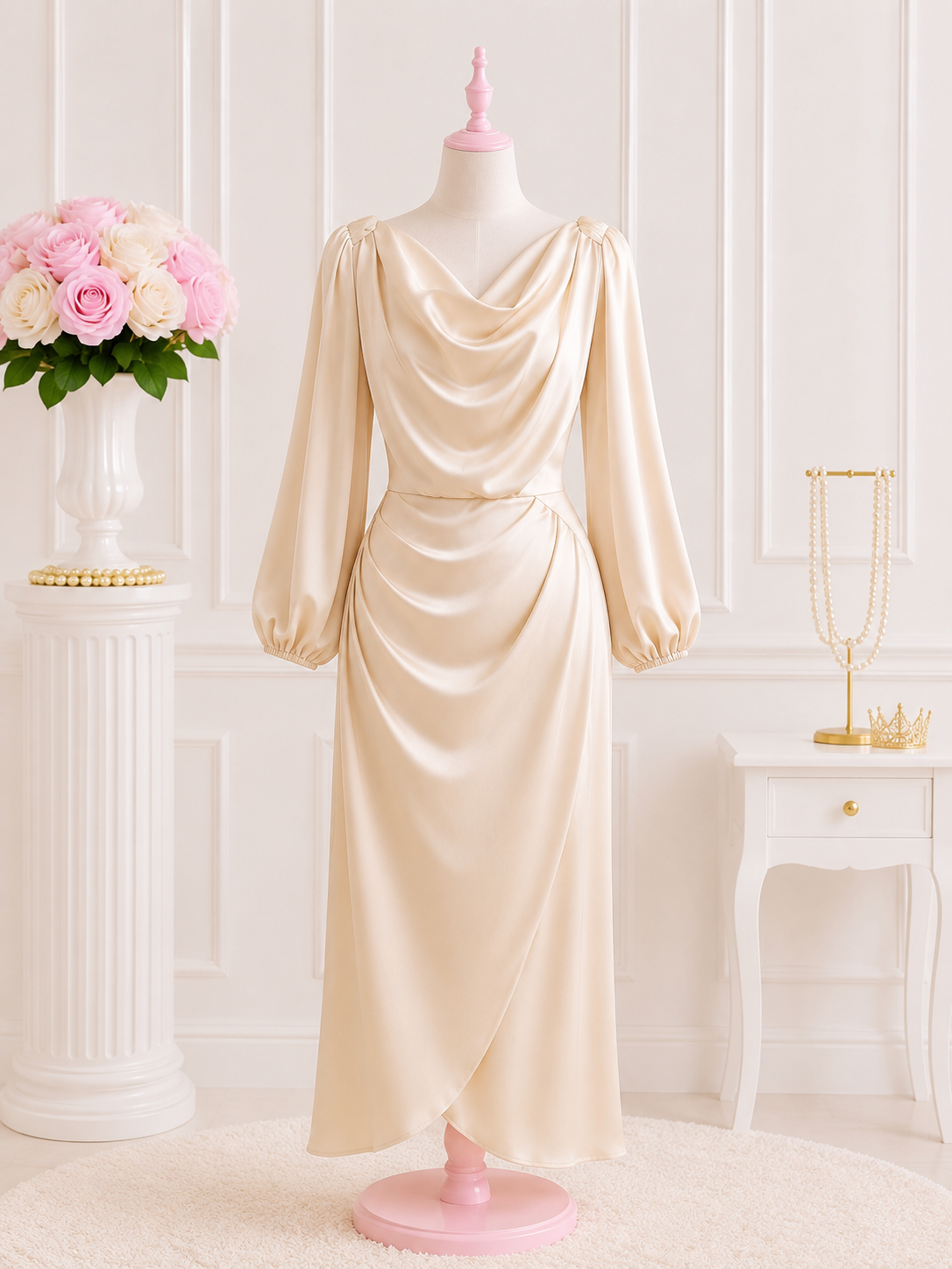 Golden Glow Satin Dress