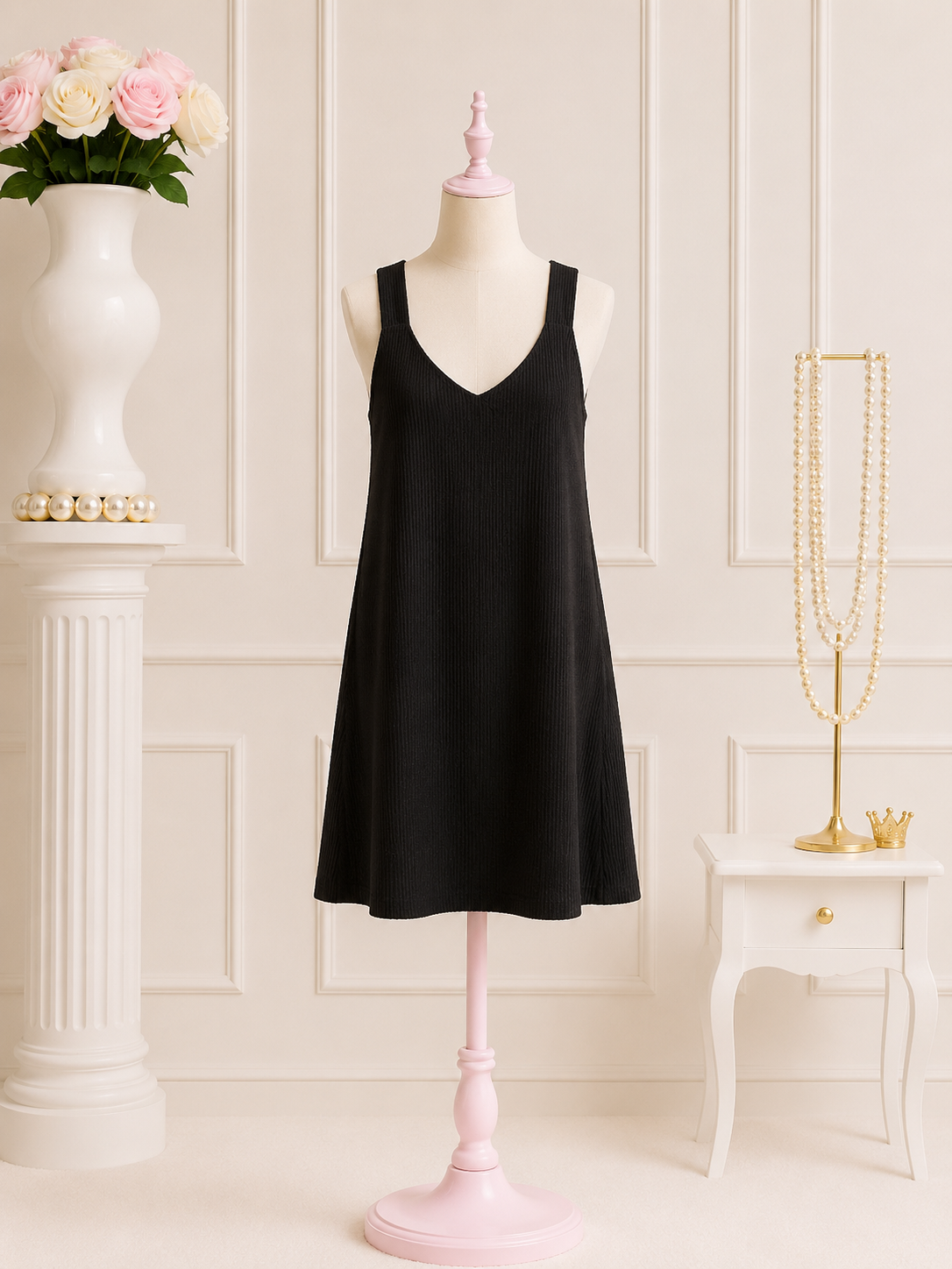 Ribbed Black Dress