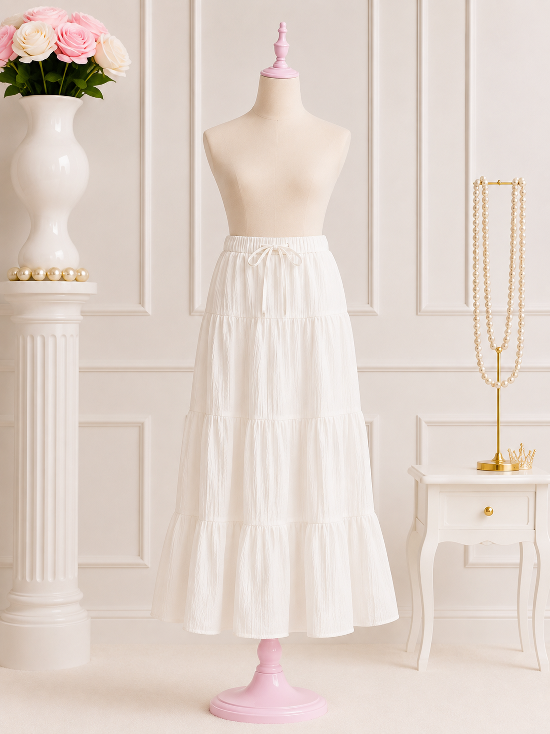 White tiered skirt