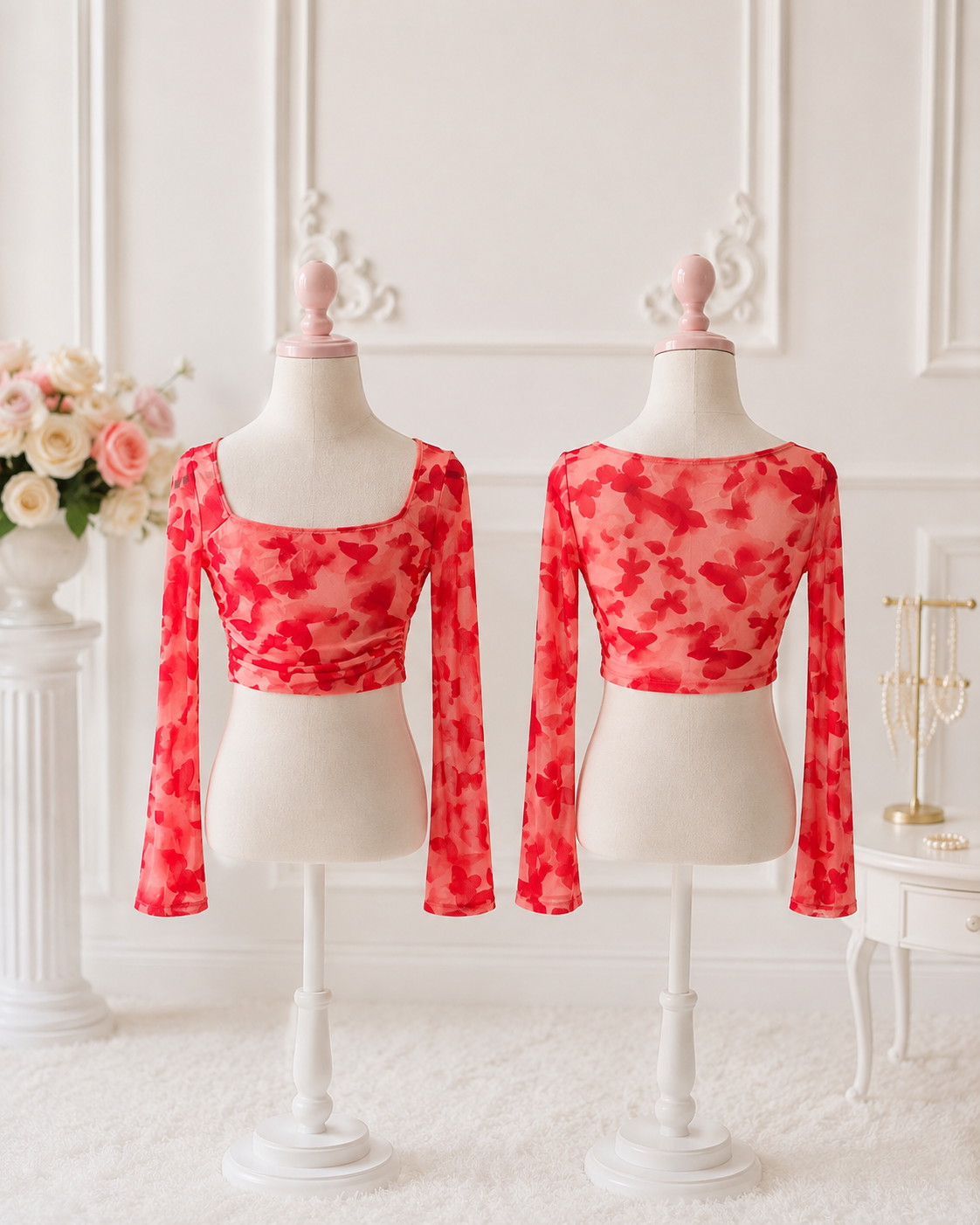 Coral Floral Top