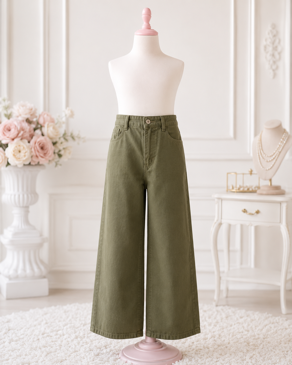 Olive Wide-Leg Pants