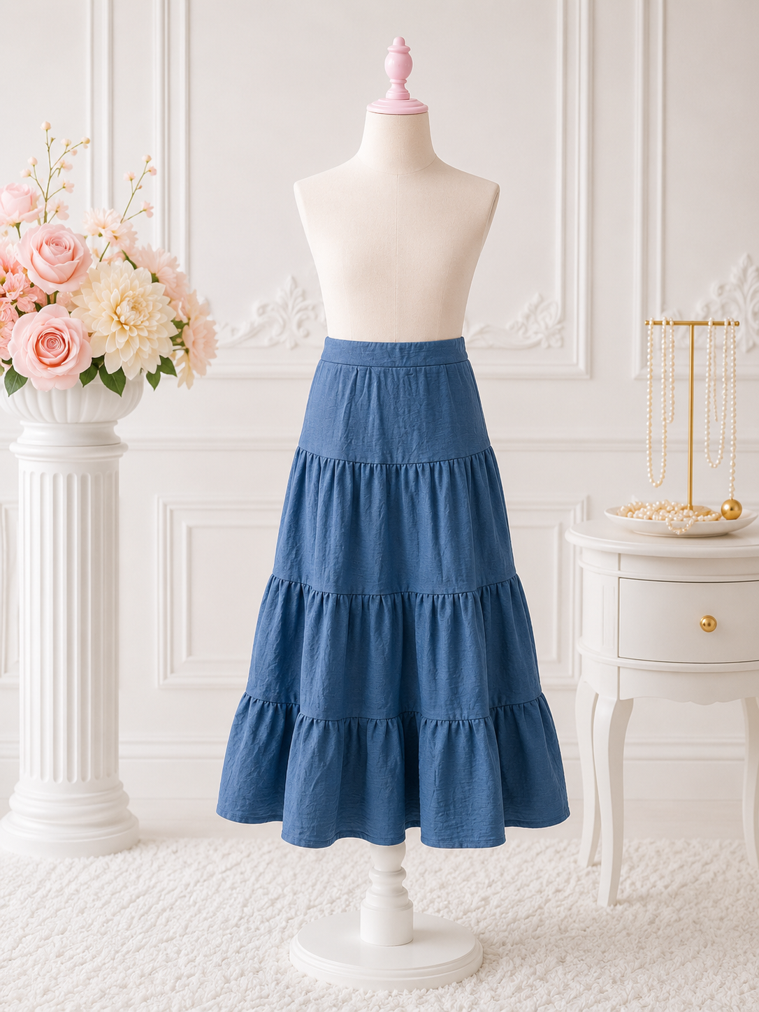 Denim Tiered Skirt