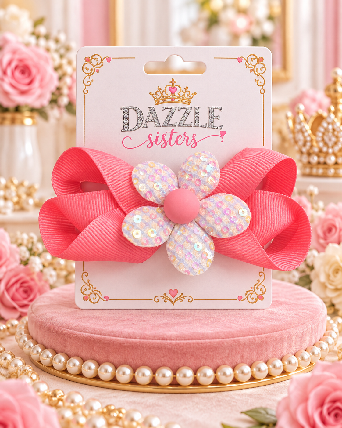 Coral Daisy Bow