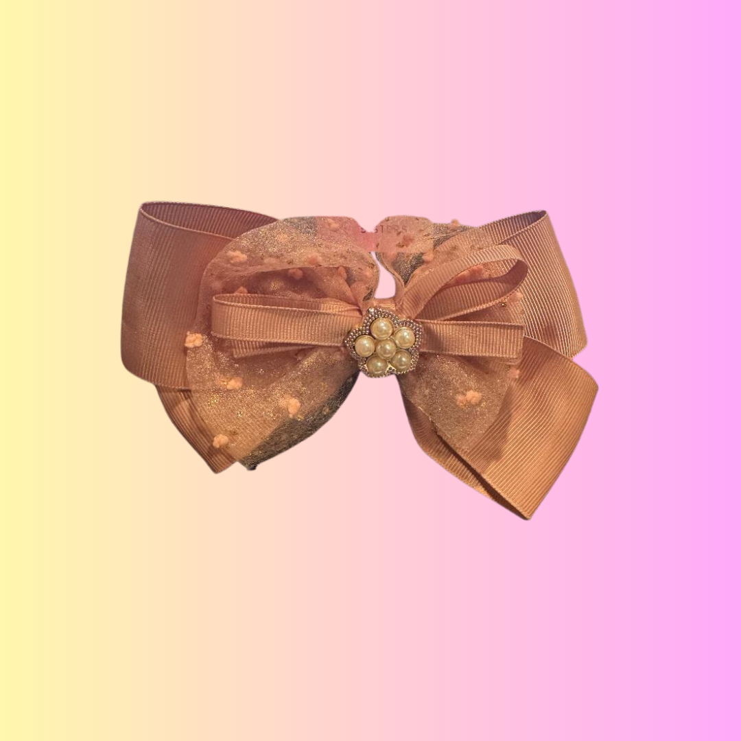 Muave Pearl Flower Bow