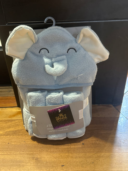 Blue Elephant Towel Set