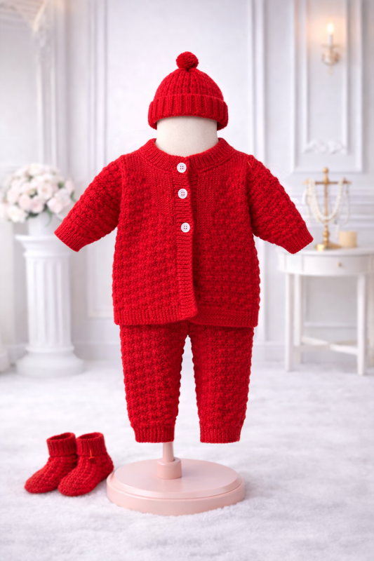 Red knitted set