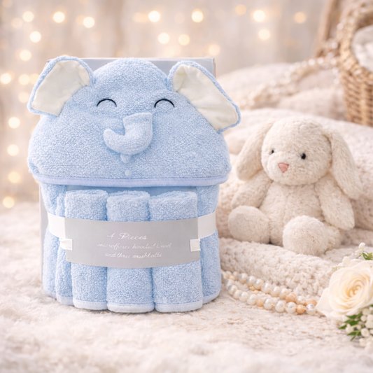 Blue Elephant Towel Set
