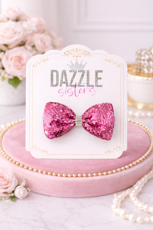 Pink Hot Sequin Bow
