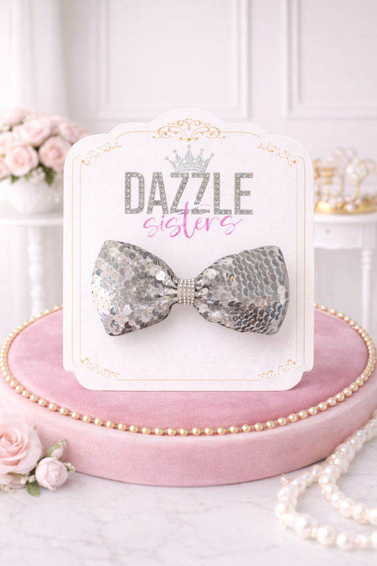 Silver Sequin Bow