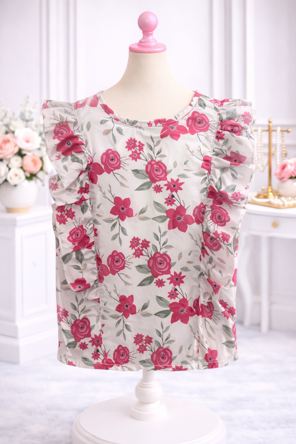 White and Pink Blouse
