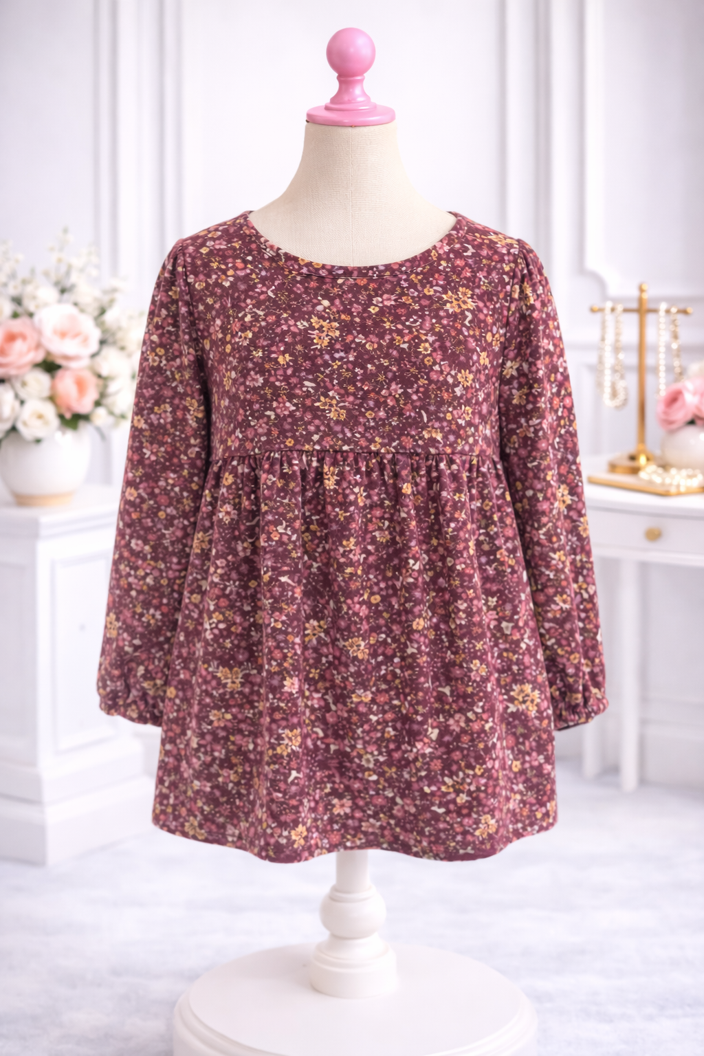 Flowery Top Burgundy