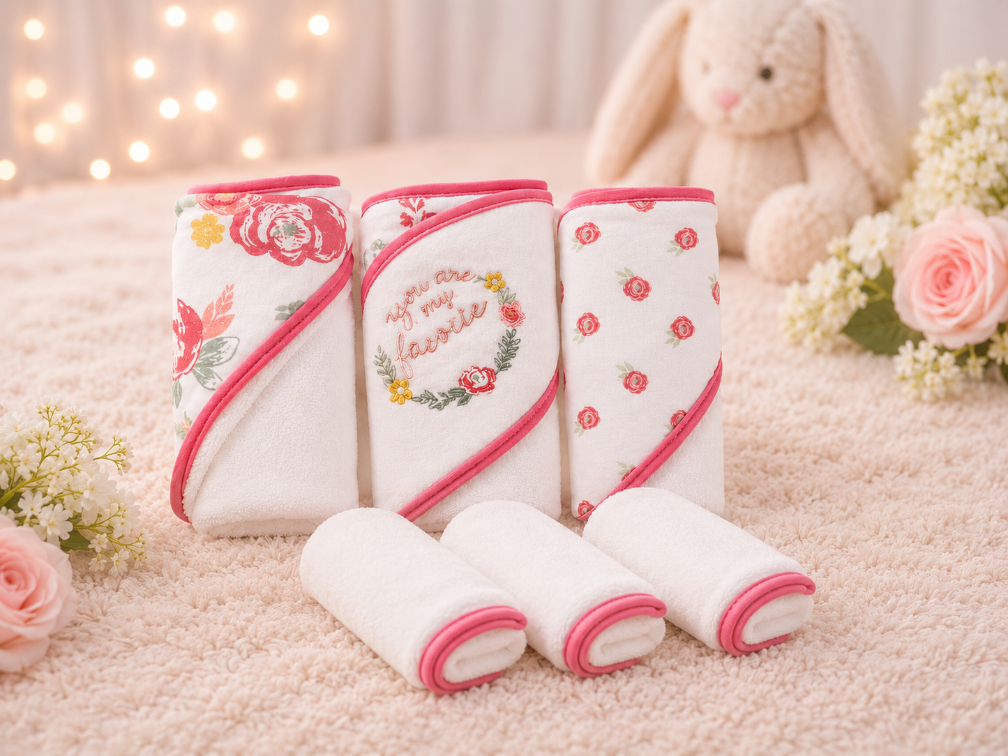 Pink Rose Towel Set