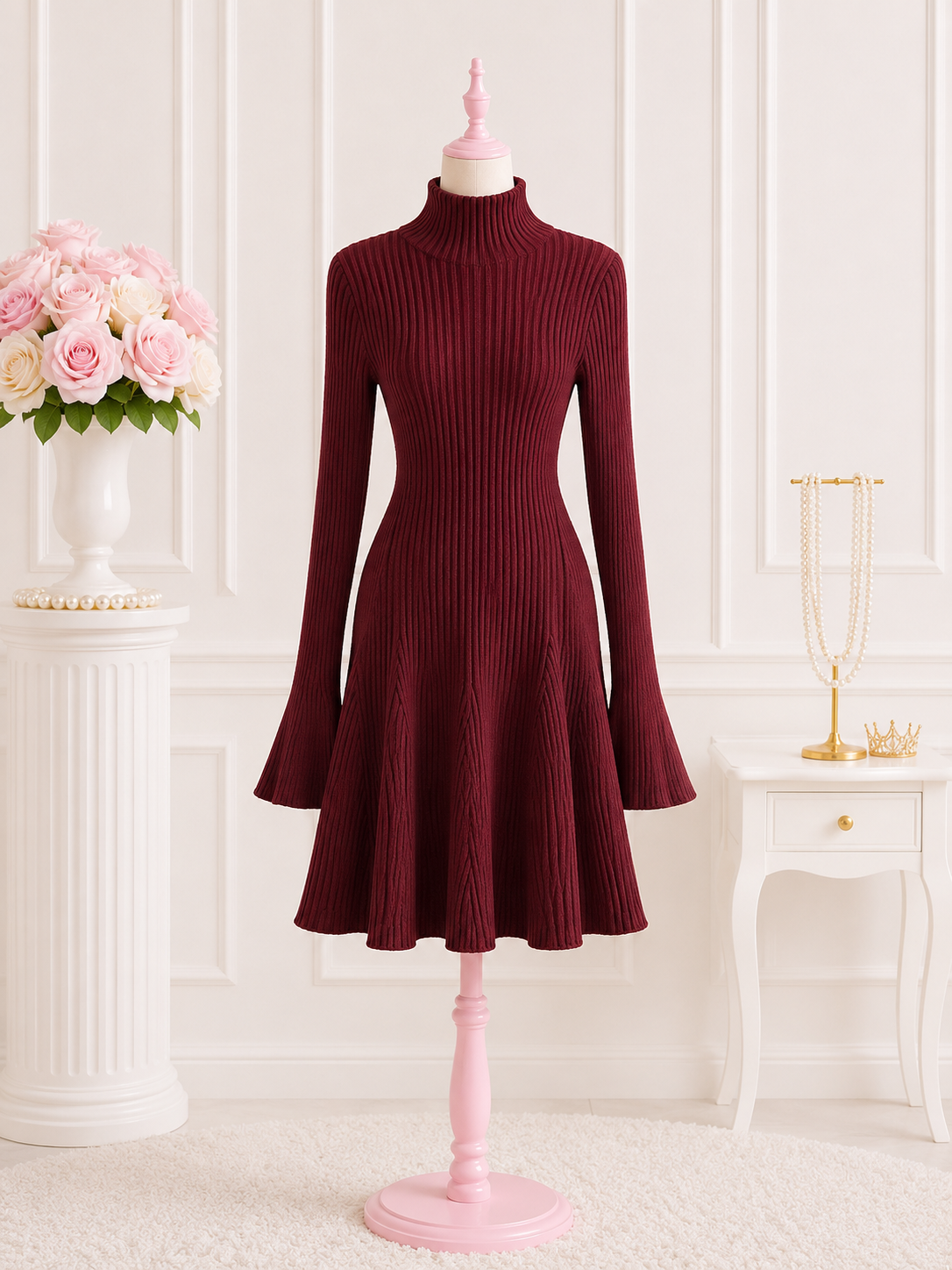 Velvet Wine Knit Dress