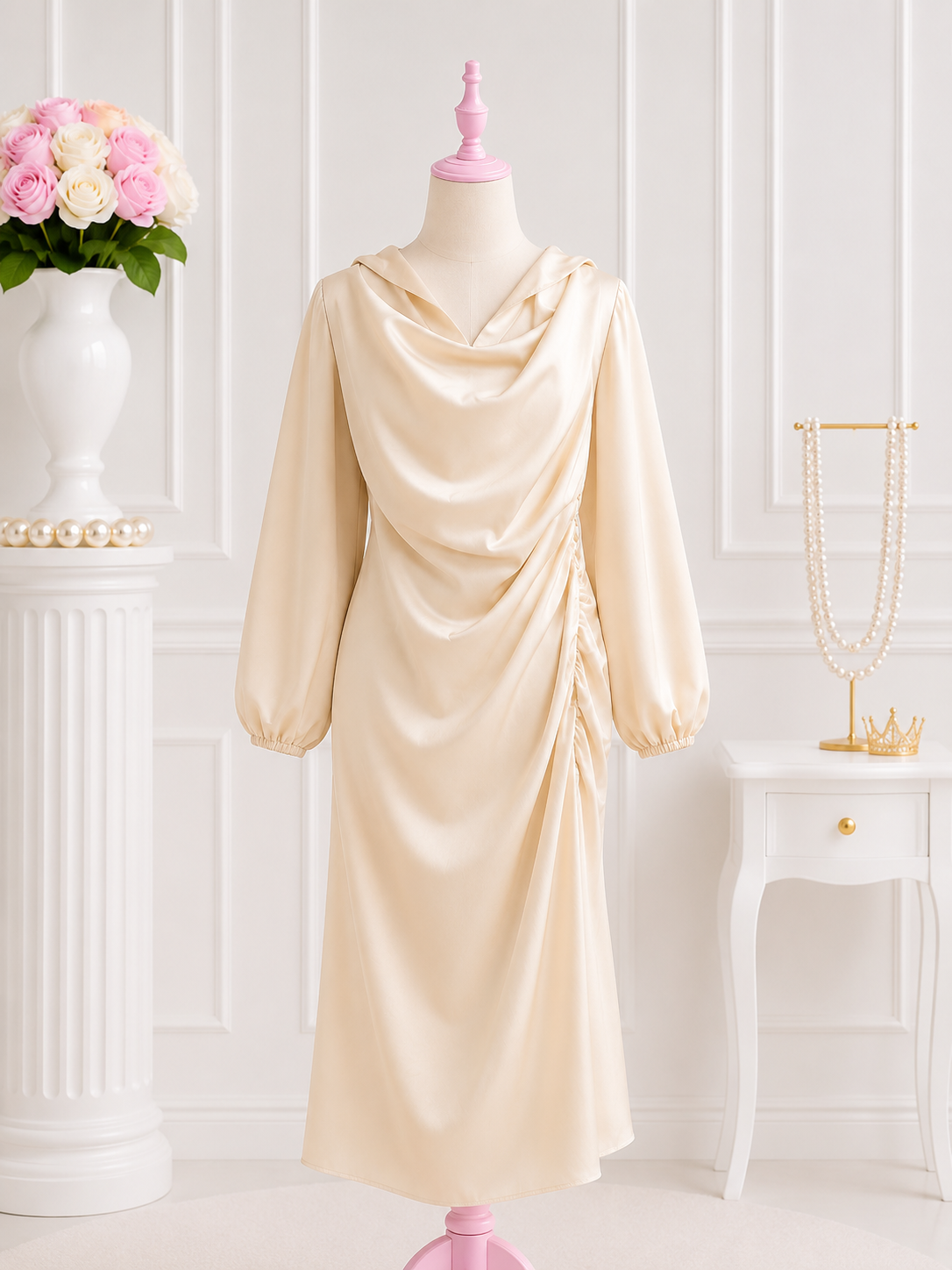 Golden Glow Satin Dress