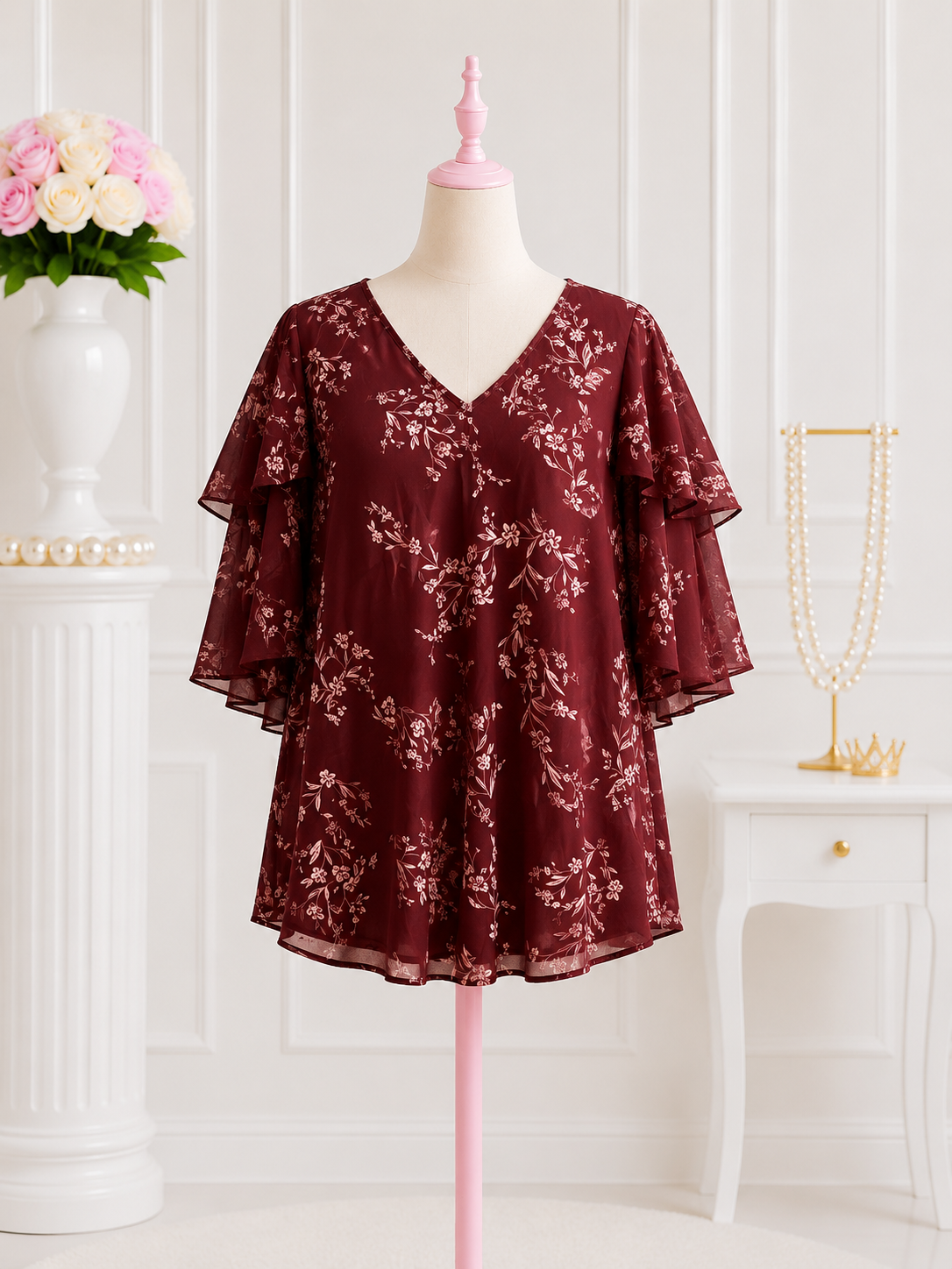 Burgundy Blossom Blouse