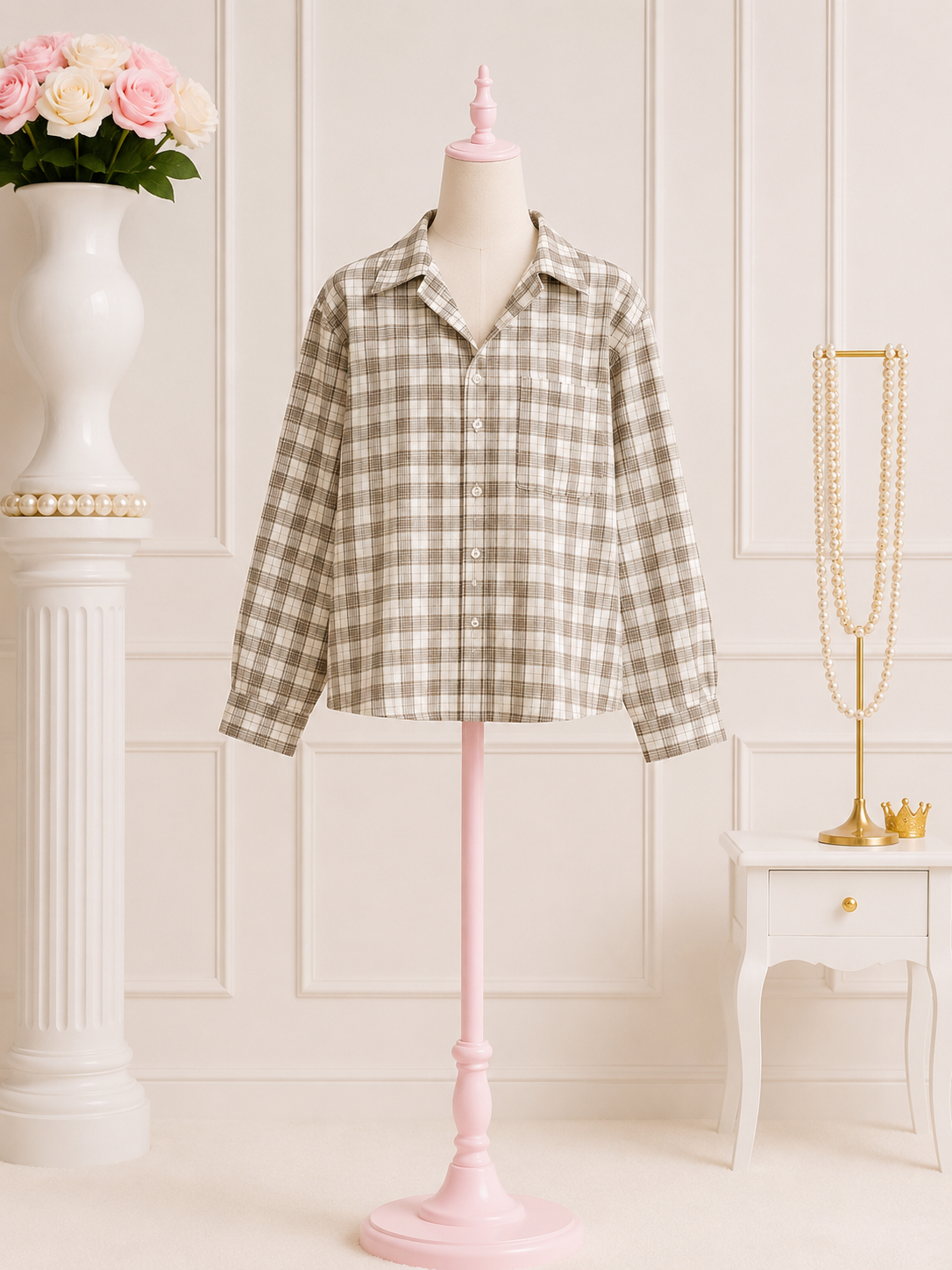 Plaid Button Top