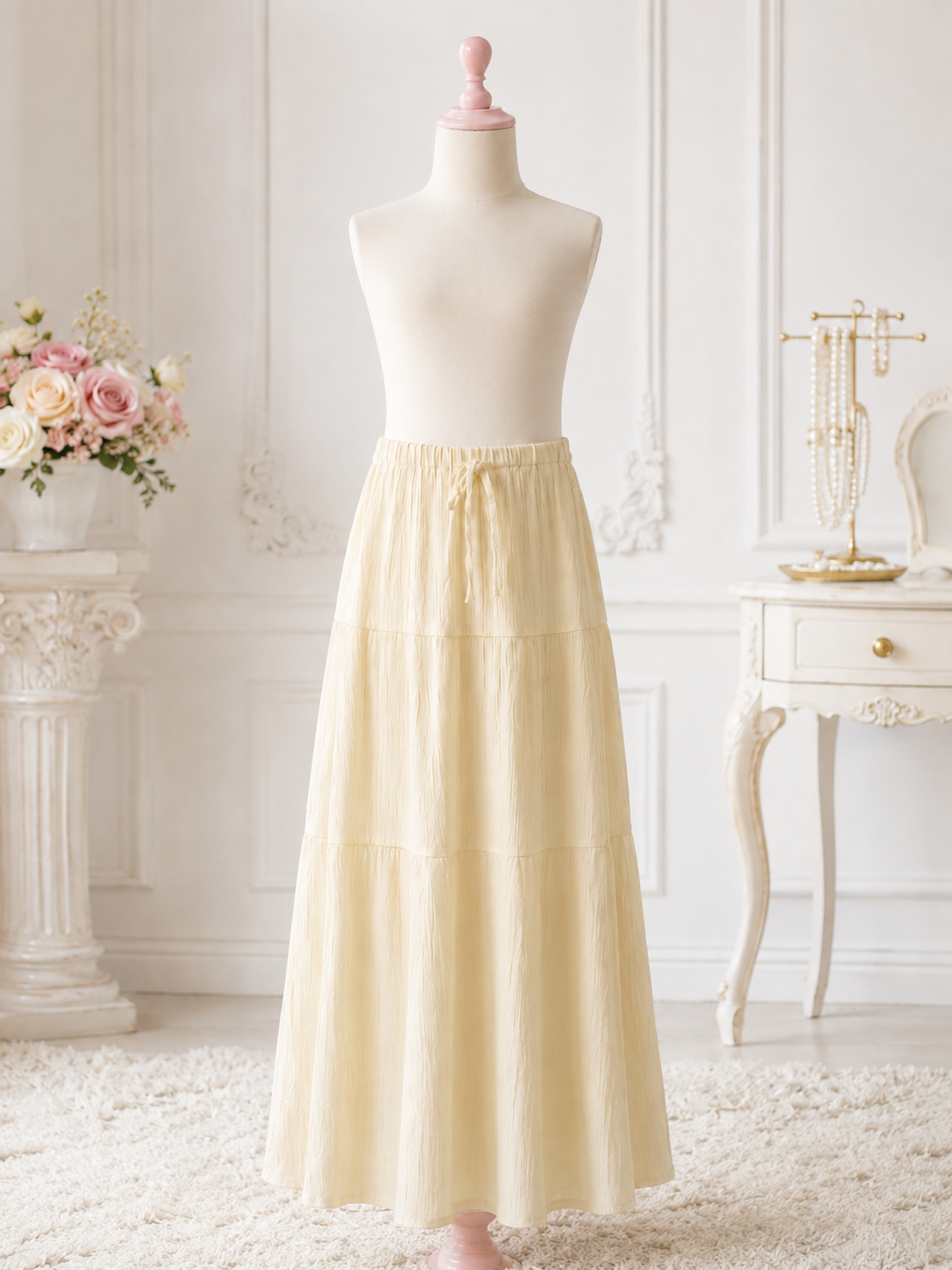 Ivory Tiered Skirt