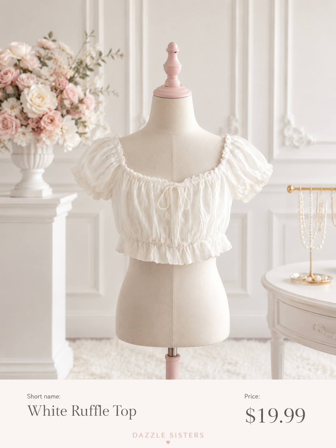 White Ruffle Top