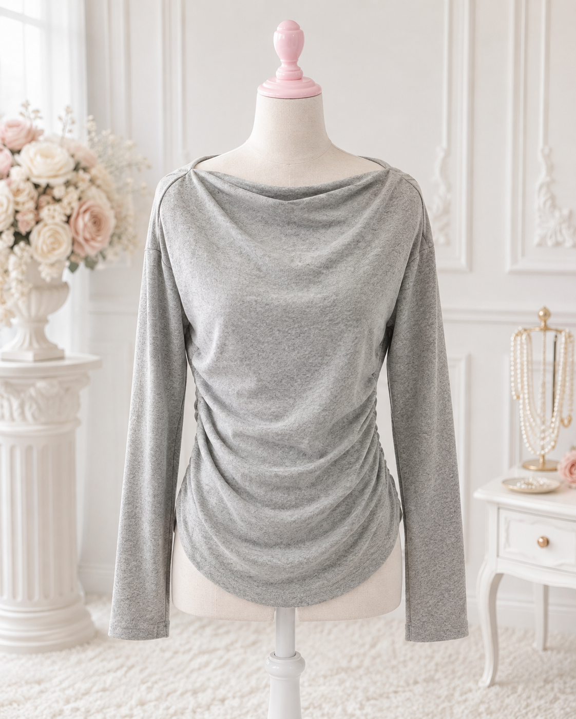 Gray Draped Top