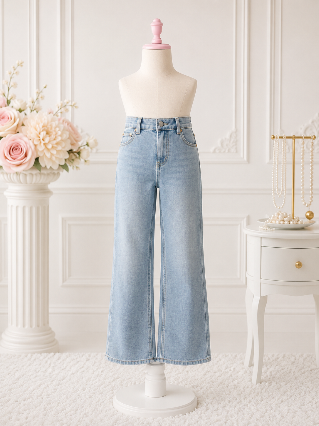 Sky Blue Wide-Leg Jeans