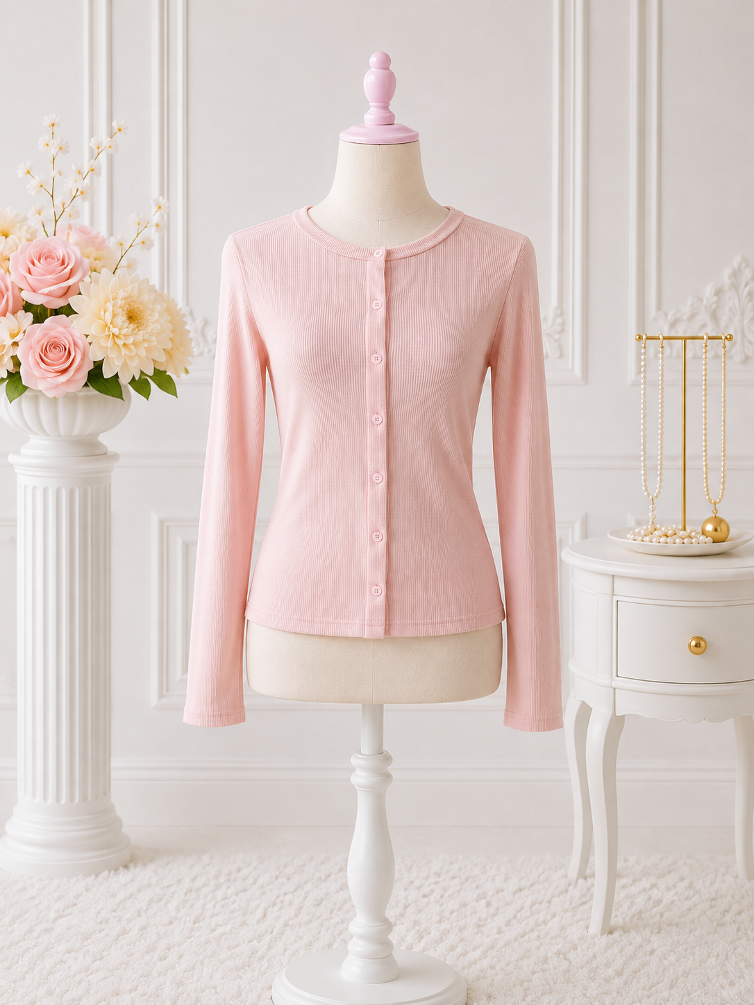 Blush Button Top