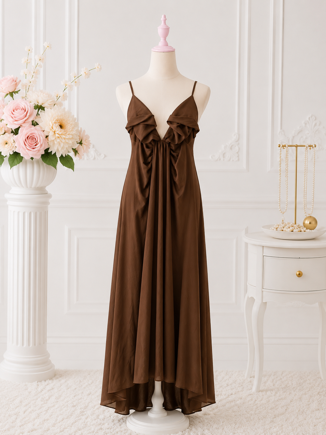 Cocoa Ruffle Maxi