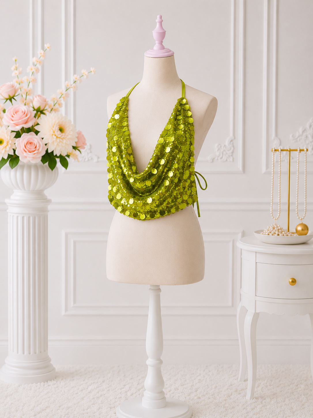 Lime Sequin Top