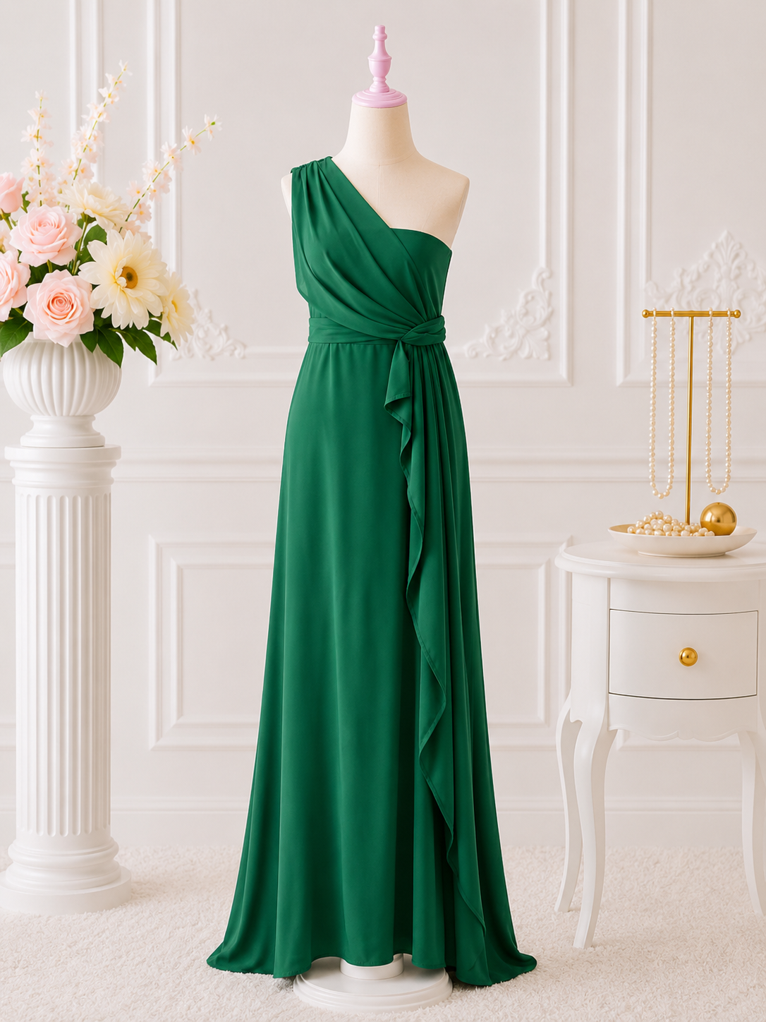 Emerald One-Shoulder Gown
