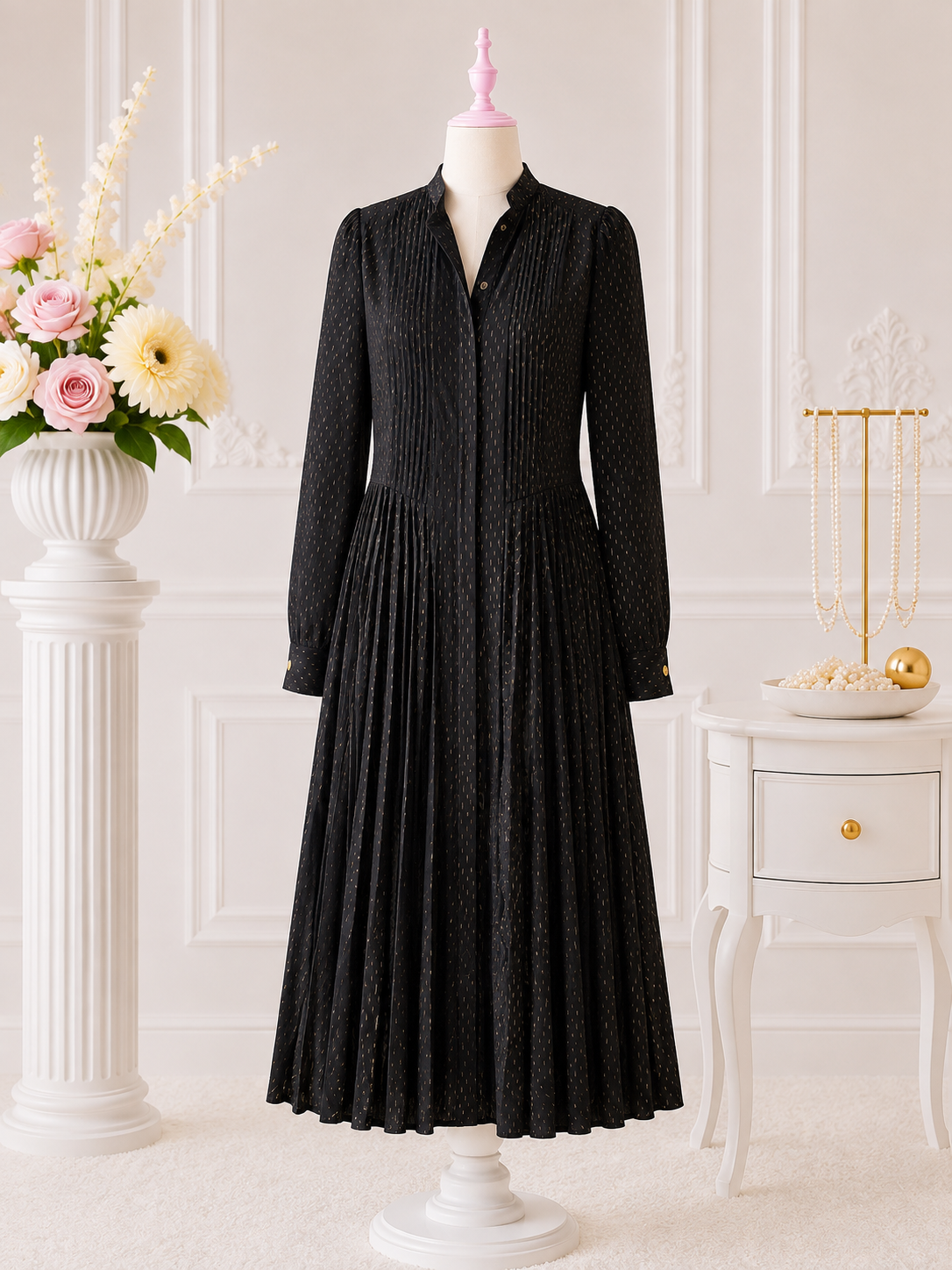 Midnight Pleat Dress
