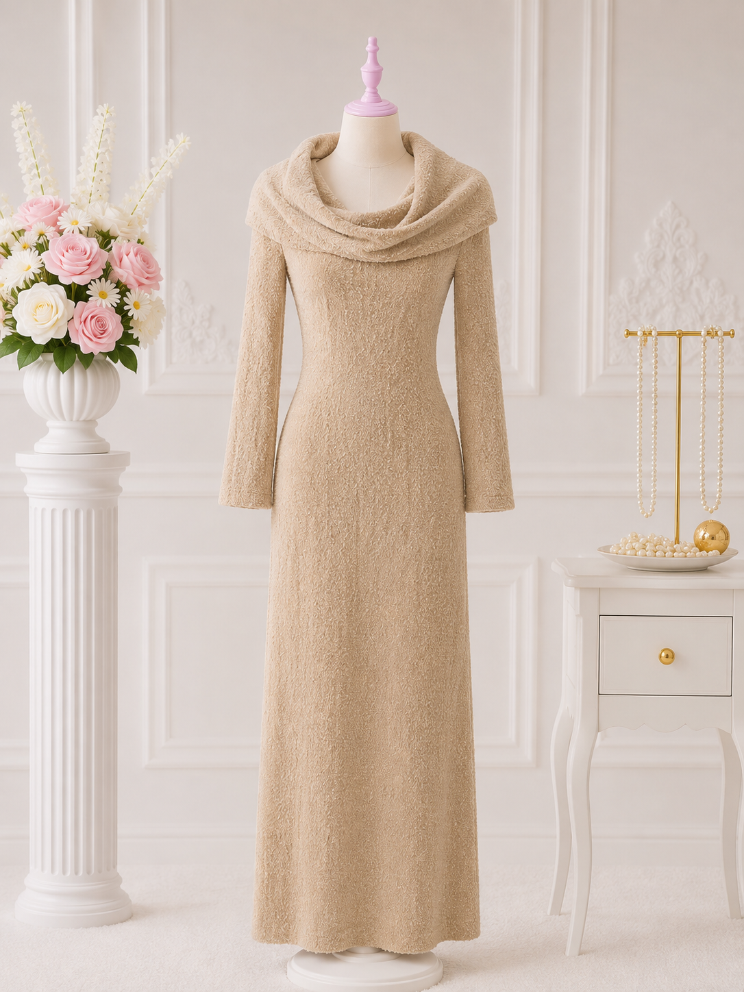 Champagne Cowl Dress