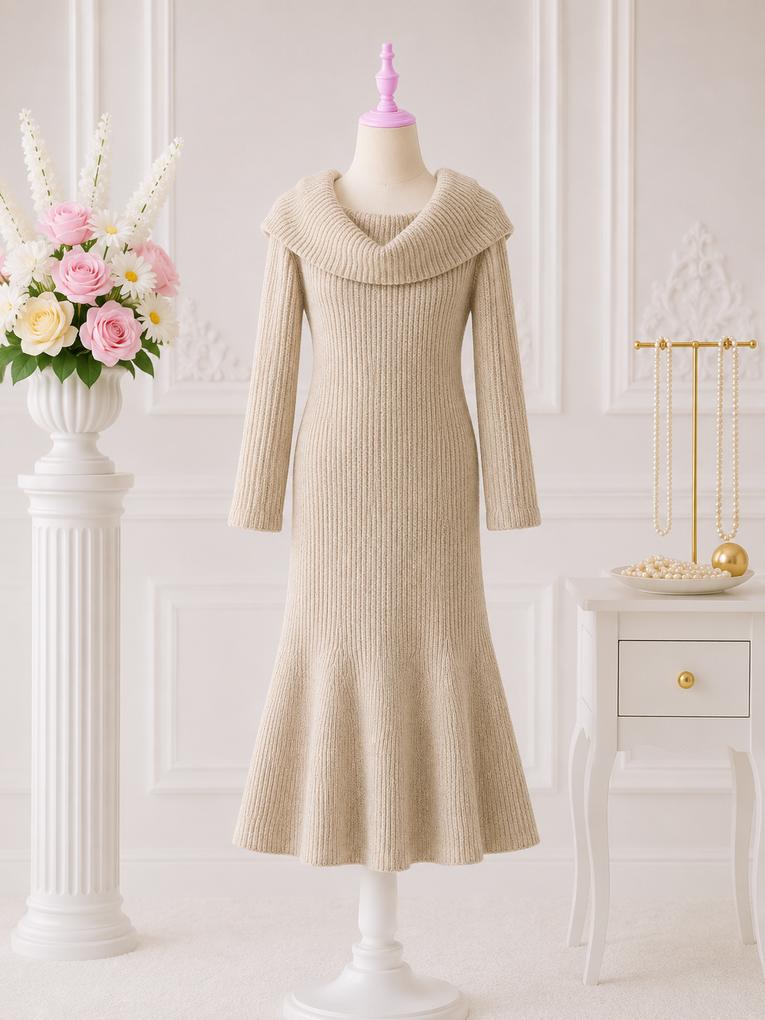 Oatmeal Cowl Dress