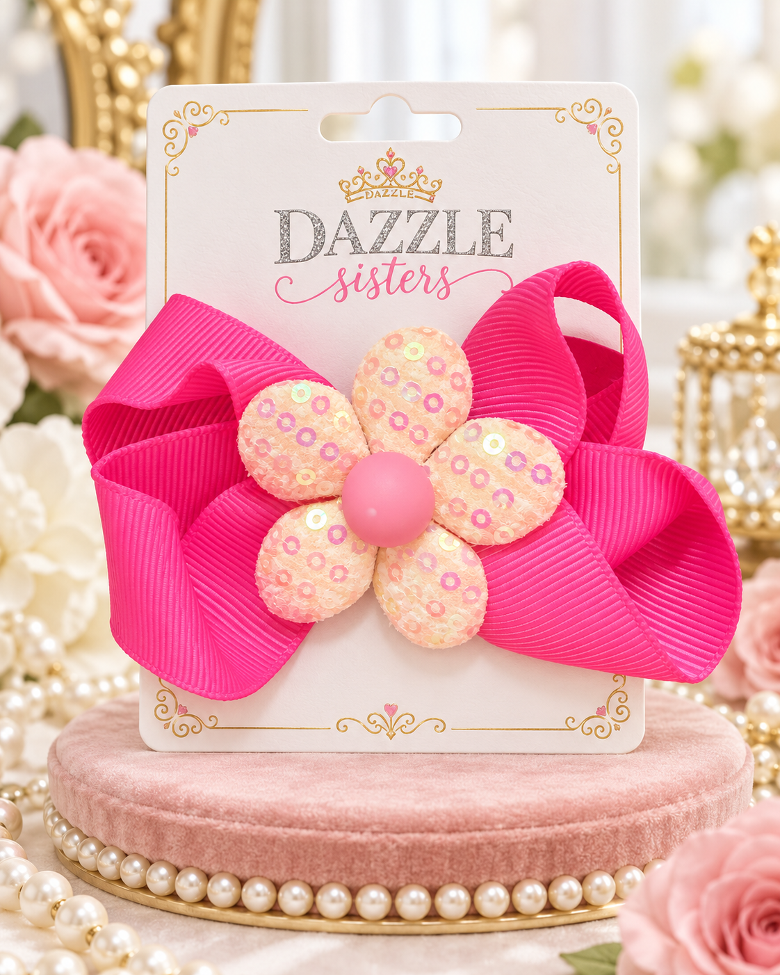 Pink Daisy Bow