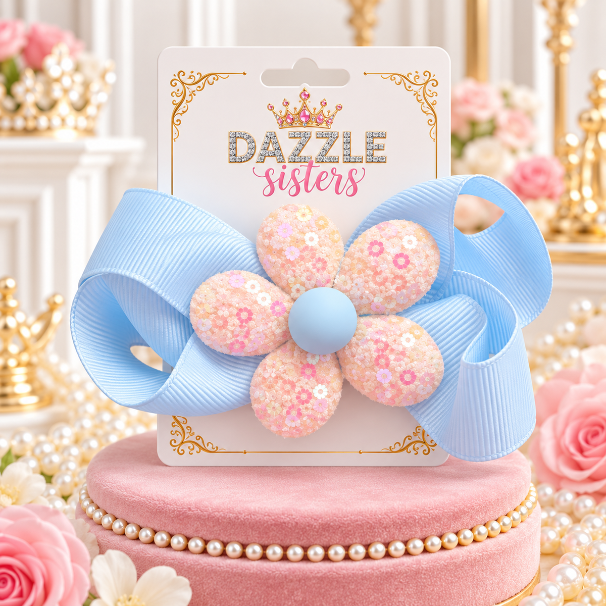 Baby Blue Blossom Bow