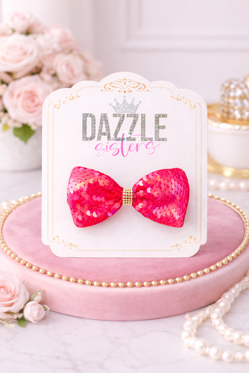 Pink Hot Sequin Bow