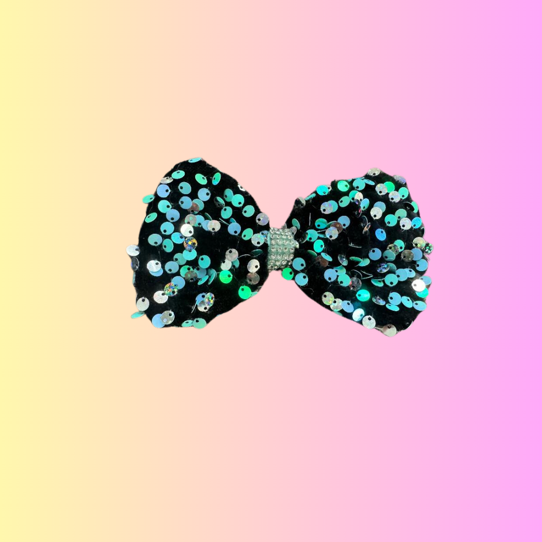 Blue Sequin Bow